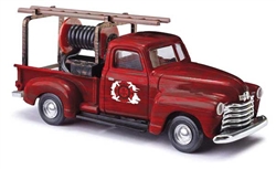 Busch 48238 HO 1950 Chevrolet Pickup Truck with Hose Assembled Fire Department Red