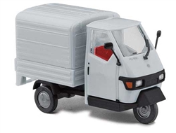 Busch 48442 HO 2006 Piaggio Ape 50 3-Wheel Pickup Truck with Bed Cover Assembled Gray