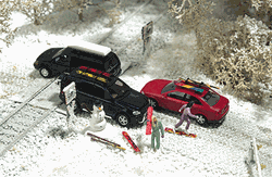 Busch 6004 HO Winter Scene Details Kit Includes Snowboards Carving Ski Roof Rack Rooftop Carrier and Snowman