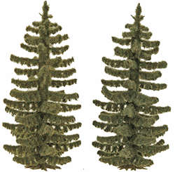 Busch 6132 HO Spruce Trees Pkg 2 2-13/16" Tall