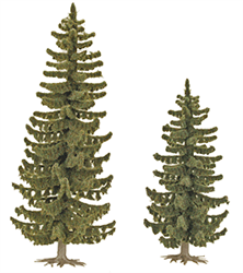 Busch 6133 HO Spruce Trees Pkg 2 4 x 4-13/16" Tall