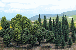 Busch 6491 HO Mixed Forest Trees Pkg 50 20 Deciduous 30 Pine