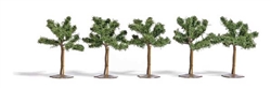 Busch 6618 Young Deciduous Trees w/ Support Poles 1" Tall Pkg 5