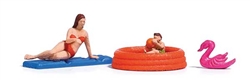 Busch 7862 HO Wading Kids' Pool Action Set Pool 2 Figures Inflatable Toy