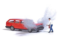 Busch 7881 HO Volkswagen Passat Station Wagon on Fire with Figure Action Set