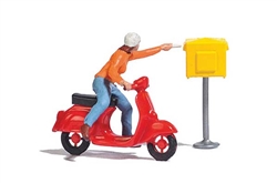 Busch 7886 HO Motor Scooter with Mailbox and Figure Action Set