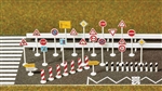 Busch 8121 N European-Style Traffic Sign Set 30 Signs 10 Guardrails Road Limit Posts & Dry Transfer Street Markings