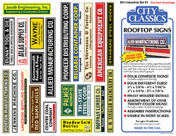 City Classics 801 HO Rooftop Industrial Signs Kit #1 One of Each Size