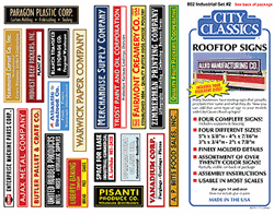 City Classics 802 HO Rooftop Industrial Signs Kit #2 One of Each Size