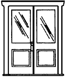 Campbell 914 HO Doors Plastic Double 1-Light 1-Panel Pkg 2