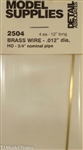 Detail Associates 2504 Round Brass Wire Pkg 4 .012" Diameter HO Scale 3/4" N Scale 1-7/8"