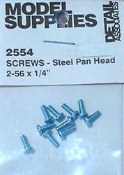 Detail Associates 2554 Pan Head Screws 2/56 x 1/4" Pkg 10