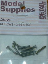 Detail Associates 2555 Pan Head Screws 2-56 x 1/2" Pkg 10