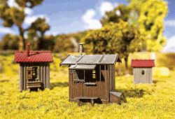 Faller 120211 HO Trackside Buildings/Shanties Kit Plastic 3 Different Weathered Wooden Sheds