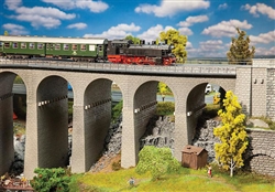 Faller 120465 HO Straight Double-Track Stone Railroad Viaduct w/ Abutments and Extra Pier Kit