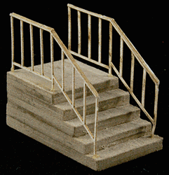 GCLaser 11607 HO The Cube Modular System Laser-Cut Architectural Card Single-Wide Stairs w/Railings Pkg 2