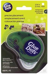 Glue Dots 23681 Removable Glue Squares w/ Dot N Go Dispenser 3/16" Square Pkg 450