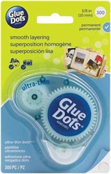 Glue Dots 4018E Ultra-Thin Dots Permanent Bond w/ Dot N Go Dispenser 3/8" Diameter Pkg 300