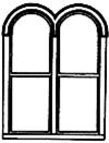 Grandt Line 3744 On3 Double-Hung Paired Roundtop Windows 4-1/2 x 6-1/4'