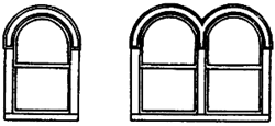 Grandt Line 3746 On3 Roundtop Windows 2 Sets Two-Pane Single and Four-Pane Double