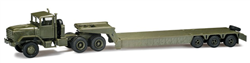 Herpa 744485 HO M 931 Semi Tractor w/Flatbed Trailer US Army Green