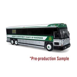 Iconic Replicas 870482 HO MCI D4000 Coach Assembled Riverside County Sheriff