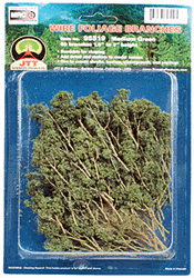 JTT 95519 Foliage Branches 1-1/2 to 3" Pkg 60 Medium Green