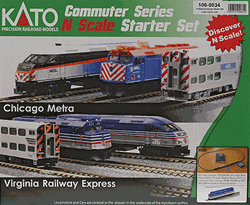 Kato 106-0034 N F40PH Commuter Train Starter Set Virginia Railway Express