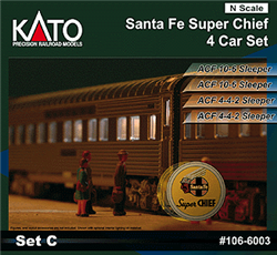 Kato 106-60031 N Super Chief 4-Car Set with Interior Lighting Santa Fe