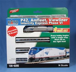 Kato 106-6285-DCC N Amfleet Viewliner Intercity Express Train-Only Set DCC Amtrak GE P42 3 Cars