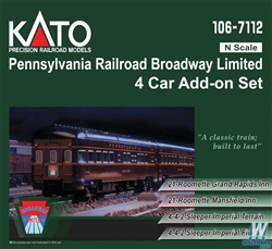 Kato 106-71121 N Broadway Limited 4-Car Add-on Sleeper Set w/ Interior Lights Pennsylvania