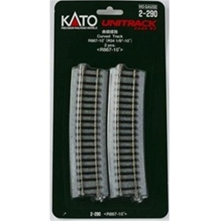 Kato 2-290 HO Curved Track 2- Pieces Right 34-1/8" 10-Degree