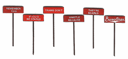 Labelle 7652 N Burma Shave Sign Set Pkg 6 Set #2 Trains Don't Whistle...