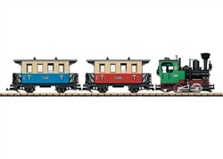 LGB 72307 HO Steam Passenger Train Starter Set Standard DC 0-4-0T, 2 Cars, 50-3/4" Track Circle, 120V Controller