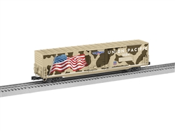 Lionel 2226991 O Illuminated Flag Boxcar Union Pacific Desert Victory