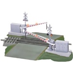 Lionel 612062 O FasTrack Track w/Roadbed 3-Rail Grade Crossing w/Gates Flashers & Bell 10" Straight w/6-1/4"