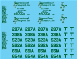 Lonestar 12026 HO Vehicle Decal Set International Transport Green