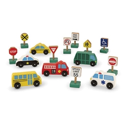 Melissa & Doug 3177 Vehicles & Traffic Signs Set 6 Vehicles & 9 Signs