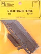 Micro Engineering 80-145 N Old Wooden Fence Kit Pkg 2