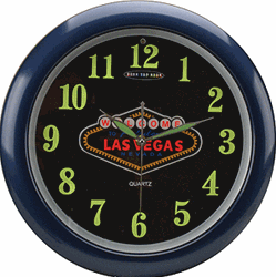 Micro Structures 1350 Desk Top Neon Las Vegas Clock 13" Diameter Quartz Movement Alternating Sounds