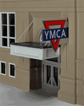 Micro Structures 3071 O Animated Neon Sign YMCA Large Logo Double-Sided Vertical