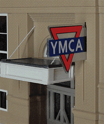 Micro Structures 3072 HO Animated Neon Sign YMCA Logo Small Double-Sided Vertical 1-3/8 x 1"