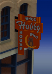 Micro Structures 441452 Who's Hobby House Vertical Wall-Mount Animated Neon Billboard Light Works US Small for HO & N Scales