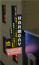 Micro Structures 67812 Animated Multi-Graphic Vertical Neon Sign Kit w/6 Overlays Downtown Series #2 Right Large