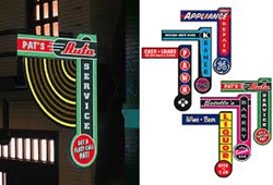 Micro Structures 69812 Animated Multi-Graphic Vertical Neon Sign Kit w/6 Overlays Fan Series #1 Right Large