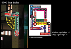 Micro Structures 69821 Animated Multi-Graphic Vertical Neon Sign Kit w/6 Overlays Fan Series #1 Left Medium