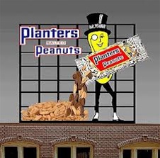 Micro Structures 7061 Animated Neon Billboard Planters Peanuts w/Mr. Peanut Large for HO & O Scales
