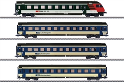Marklin 42175 HO Mark IV Express 4-Car Passenger Set 3-Rail Bern-Lotschberg-Simplon Railroad BLS Era V 2000