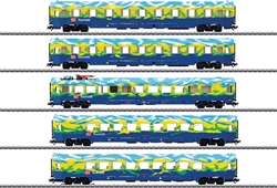 Marklin 43878 HO 5-Car Tourism Passenger Set 3-Rail Exclusiv German Railroad DB AG Era V 1995 Tourism Scheme