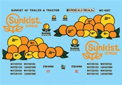 Microscale 4087 HO Trucking Company Vehicles Mini-Cals Sunkist 40' Trailer & Tractor 1970+ 460-4087